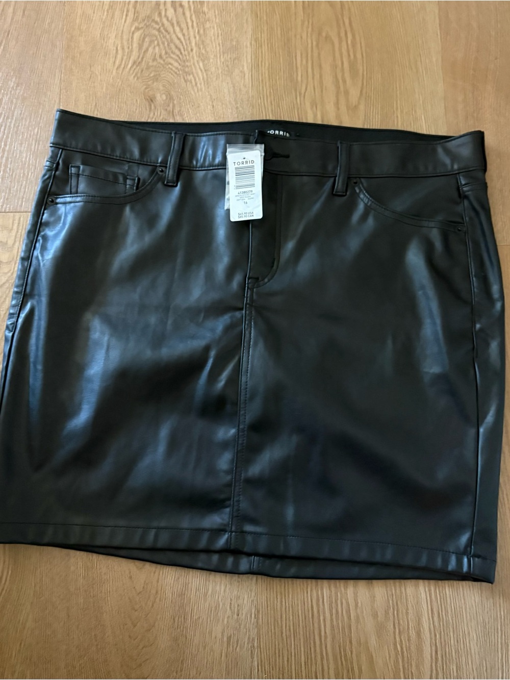 torrid Black Faux Leather Mini Skirt with Pockets